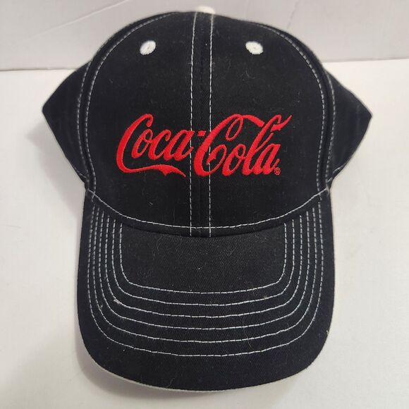 Coca Cola Adjustable Hat One Size Fits Most Black With Red - Picture 1 of 5